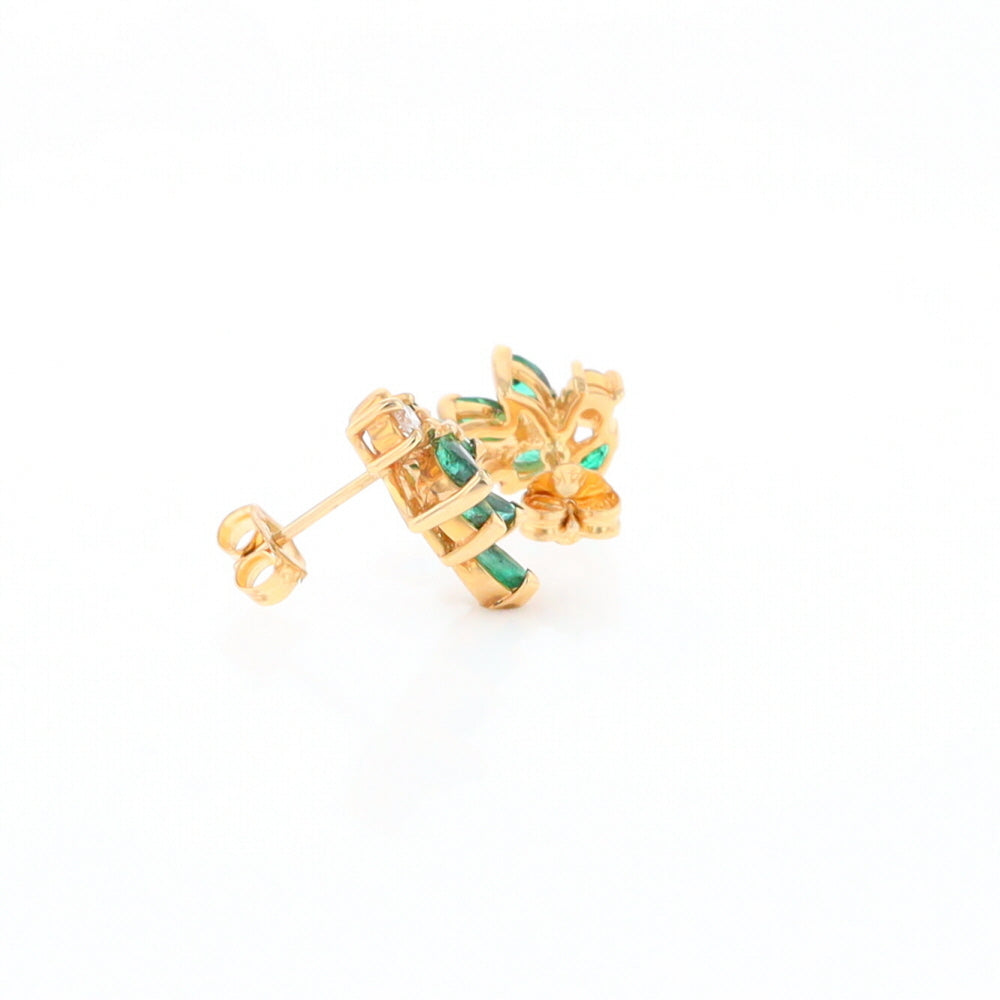 Marquise Emerald Cluster Stud Earrings