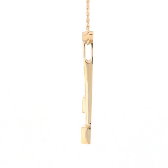 Gold Quartz 2 Square Curved Bar Pendant