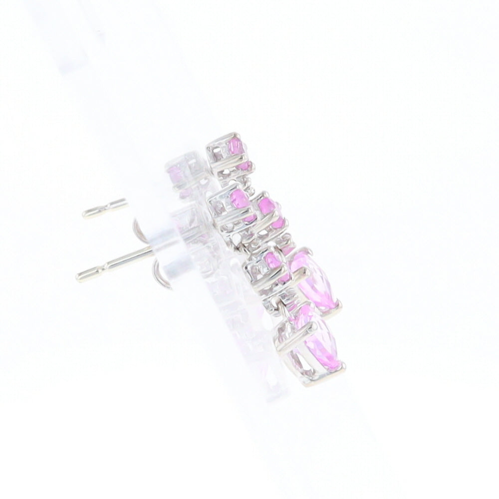 Synthetic Pink Sapphire Dangle Heart Earrings