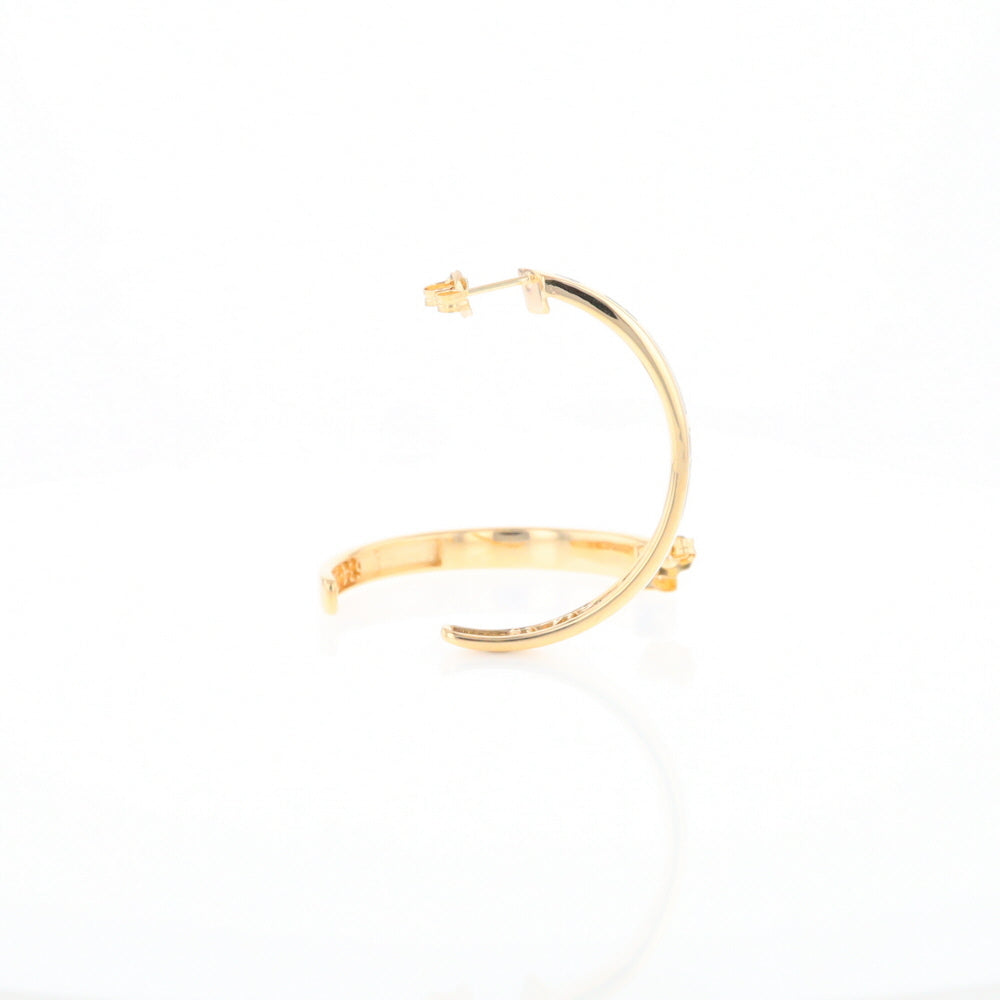 Gold Quartz Hoop Earrings 3 Section Inlaid Design G2