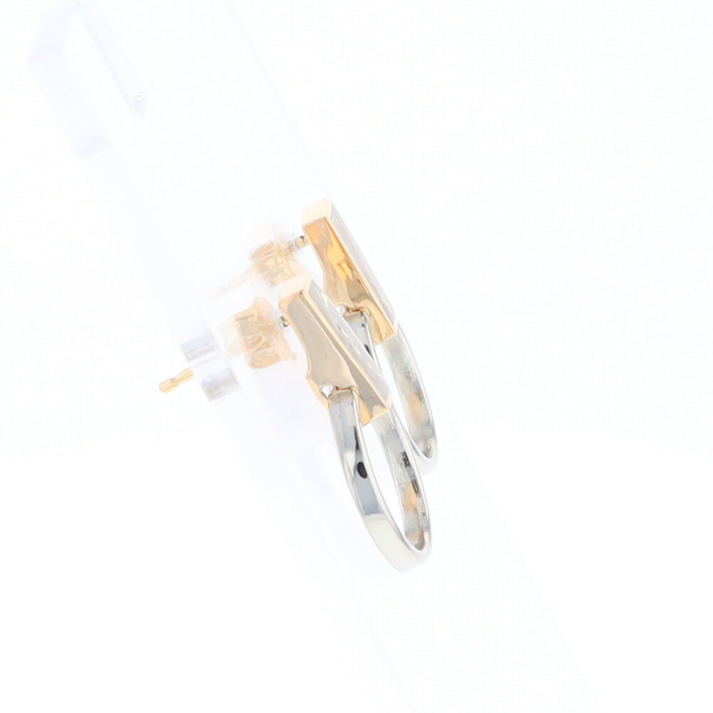 Gold Quartz Rectangle Inlaid Knocker Earrings - G2