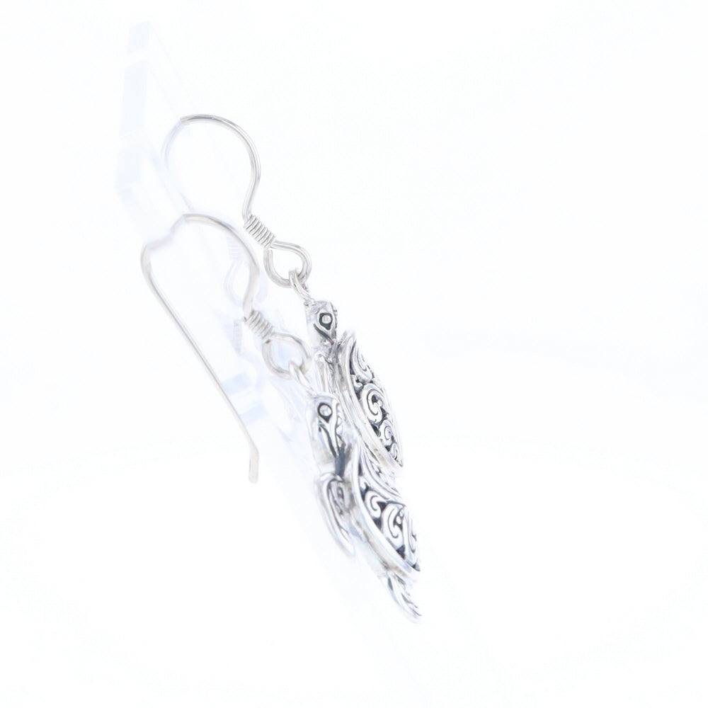 Silver Turtle Dangle Earrings