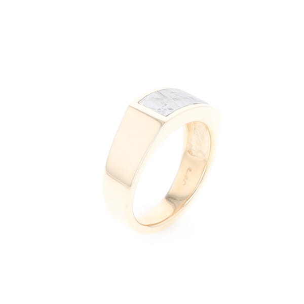 Rectangle Meteorite Inlaid Ring