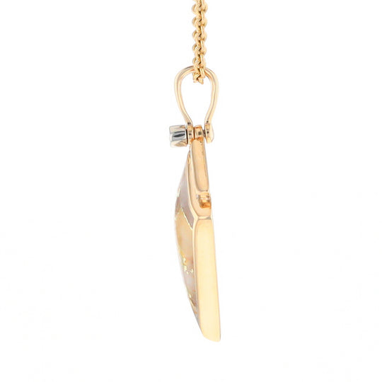 Gold Quartz Kite Shape Inlaid Pendant with 0.19ctw Diamonds (G1)