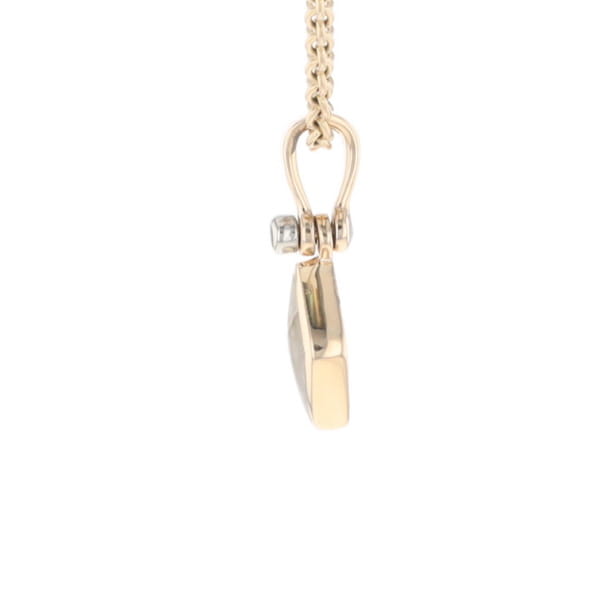 Gold Quartz Necklace Diamond Shape Inlaid Pendant with .02ct Diamond