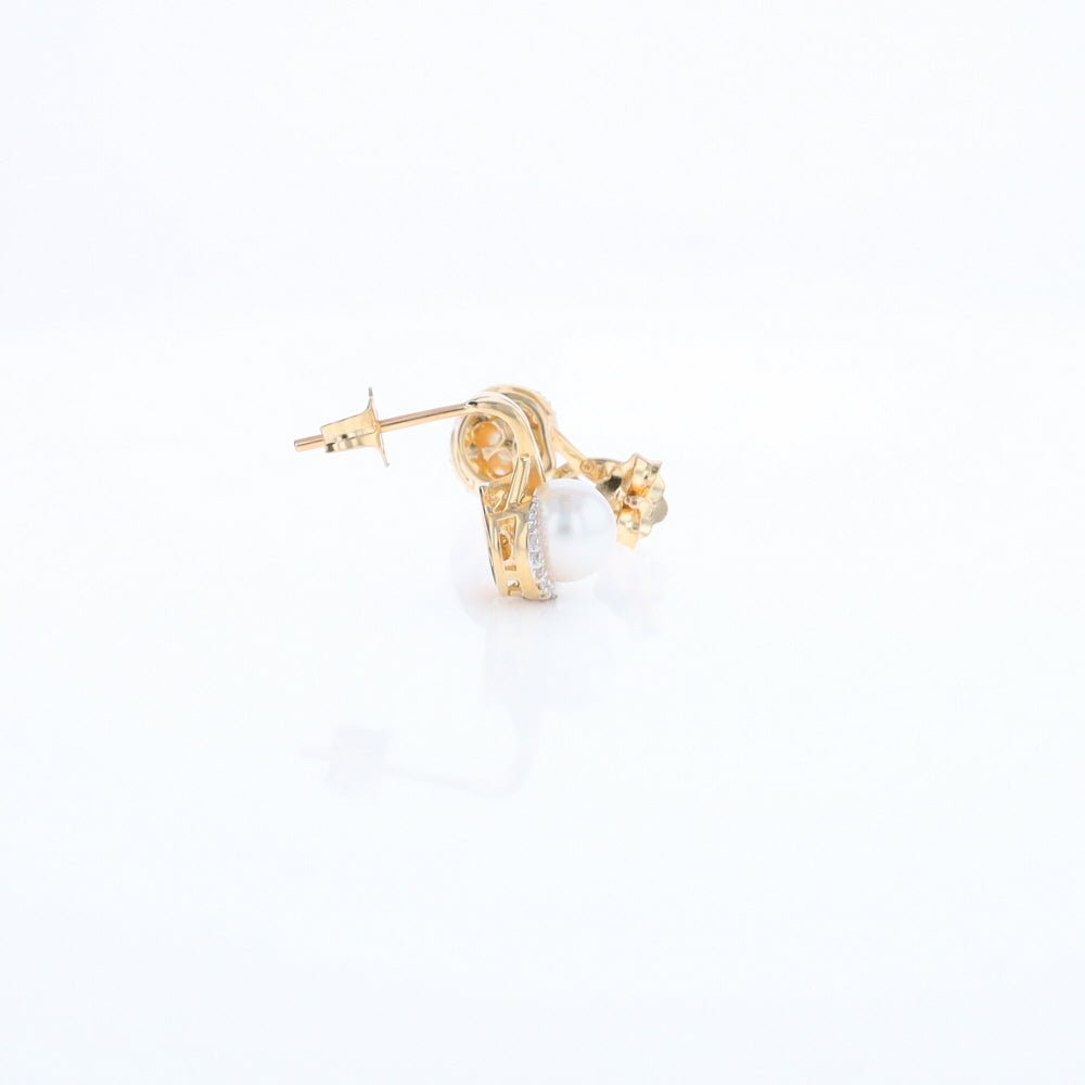 Pearl Drop Earrings with Diamond Halos