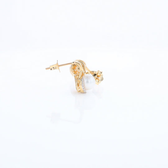 Pearl Drop Earrings with Diamond Halos