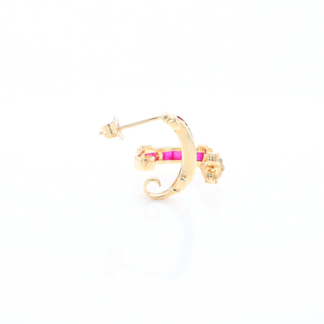 Channel Ruby Semi-Hoop Earrings