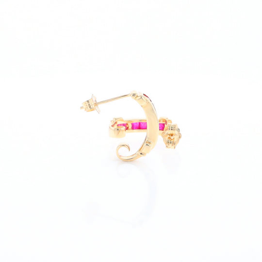 Channel Ruby Semi-Hoop Earrings