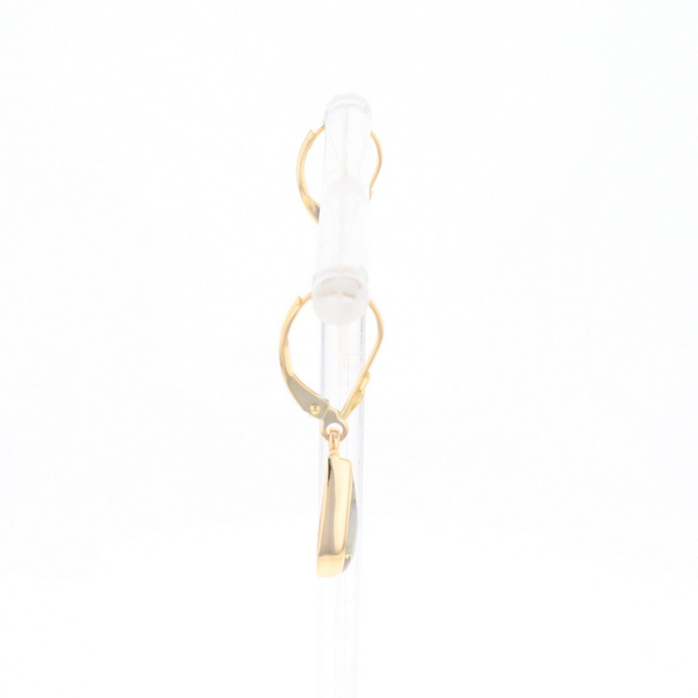 Gold Quartz Earrings Tear Drop Inlaid Lever Backs