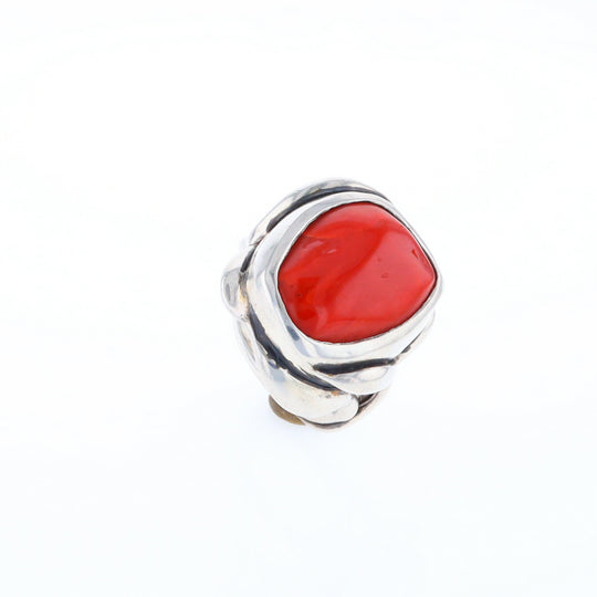 Native Oval Coral Free Form Ring