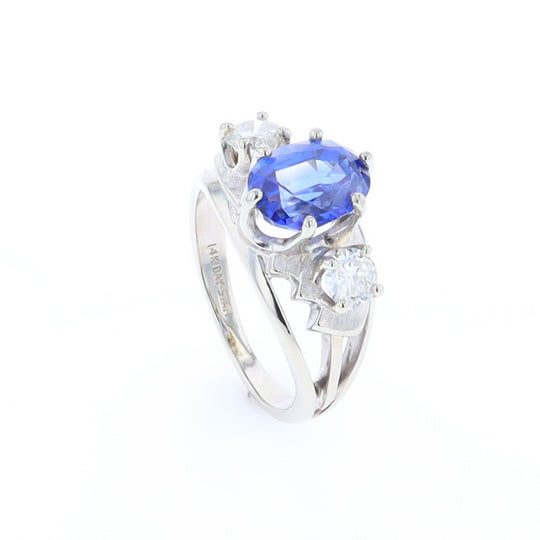 Oval Sapphire Ring with Diamond Side Accents