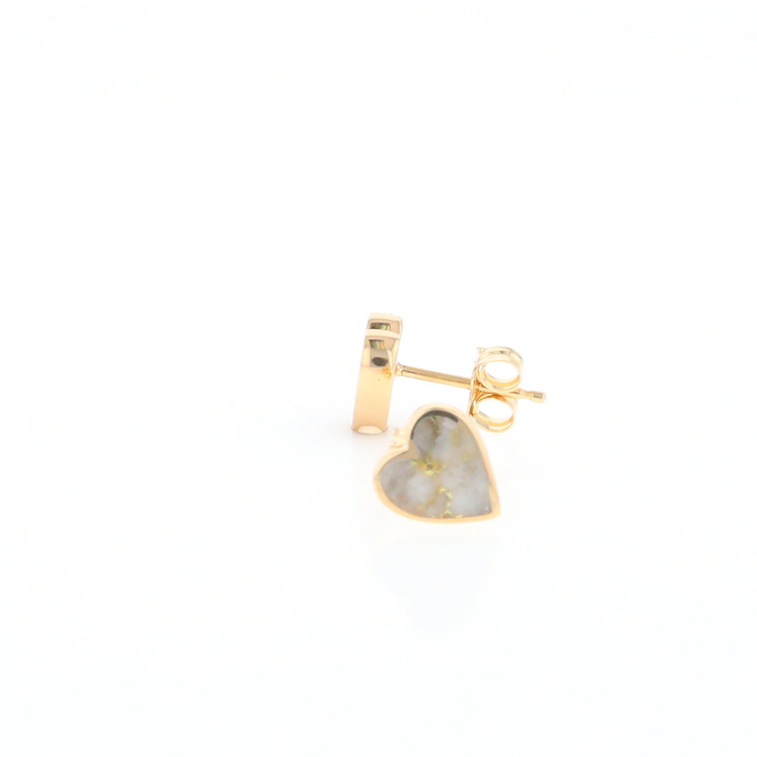 Gold Quartz Heart Stud Earrings - G2