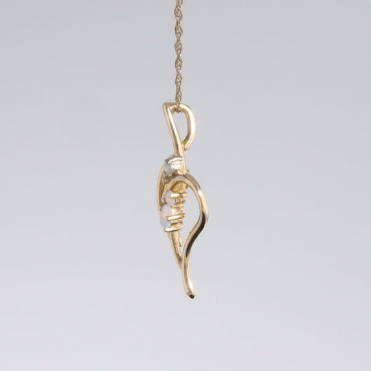 Round Opal & Diamond Heart Necklace