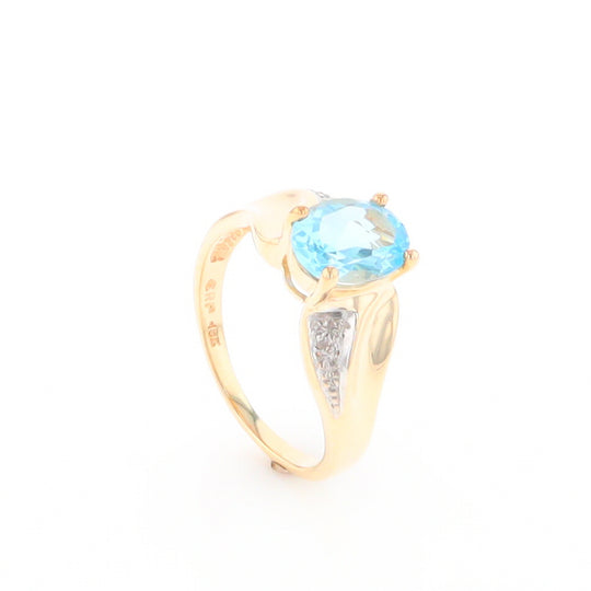 Blue Topaz Ring with Diamond Accents