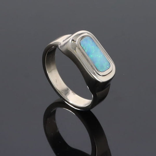 Opal Rings Rectangle Inlaid Design Lady's Ring