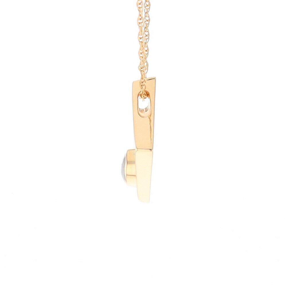 Open Square Gold Quartz Round Inlaid Pendant