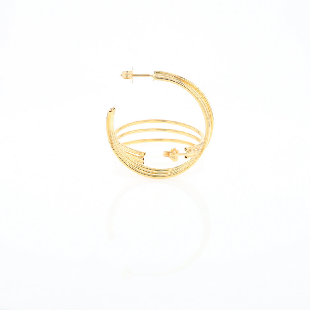 Three Bar Gold Hoop Earrings