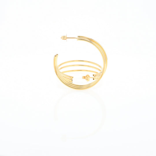 Three Bar Gold Hoop Earrings