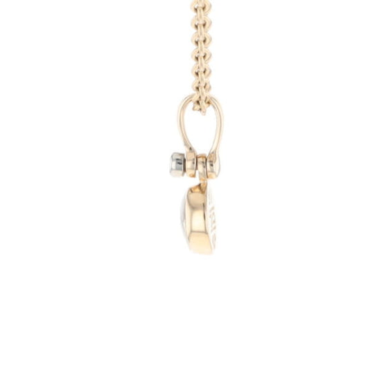 Gold Quartz Necklace Round Inlaid Pendant with .02ct Round Diamond