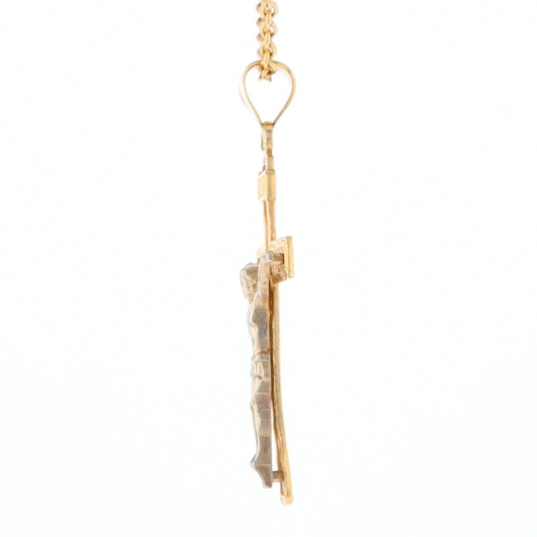 Two Tone Gold Crucifix Pendant