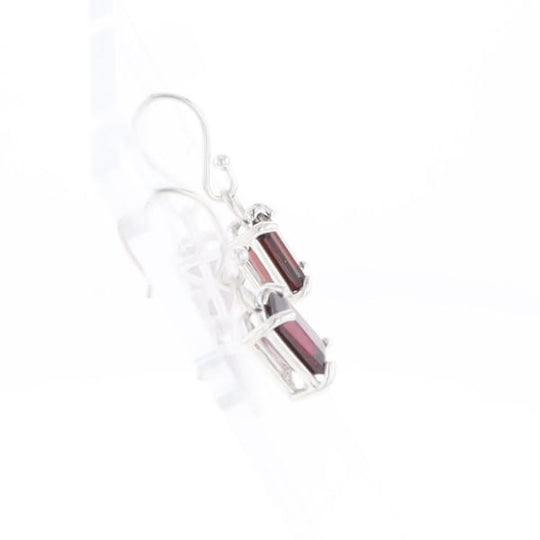 Emerald Cut Garnet Earrings