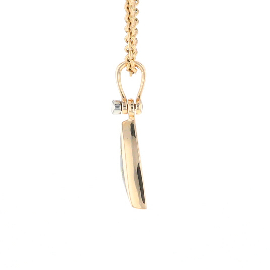 Gold Quartz Necklace Sail Inlaid Design Pendant with .02ct Diamond