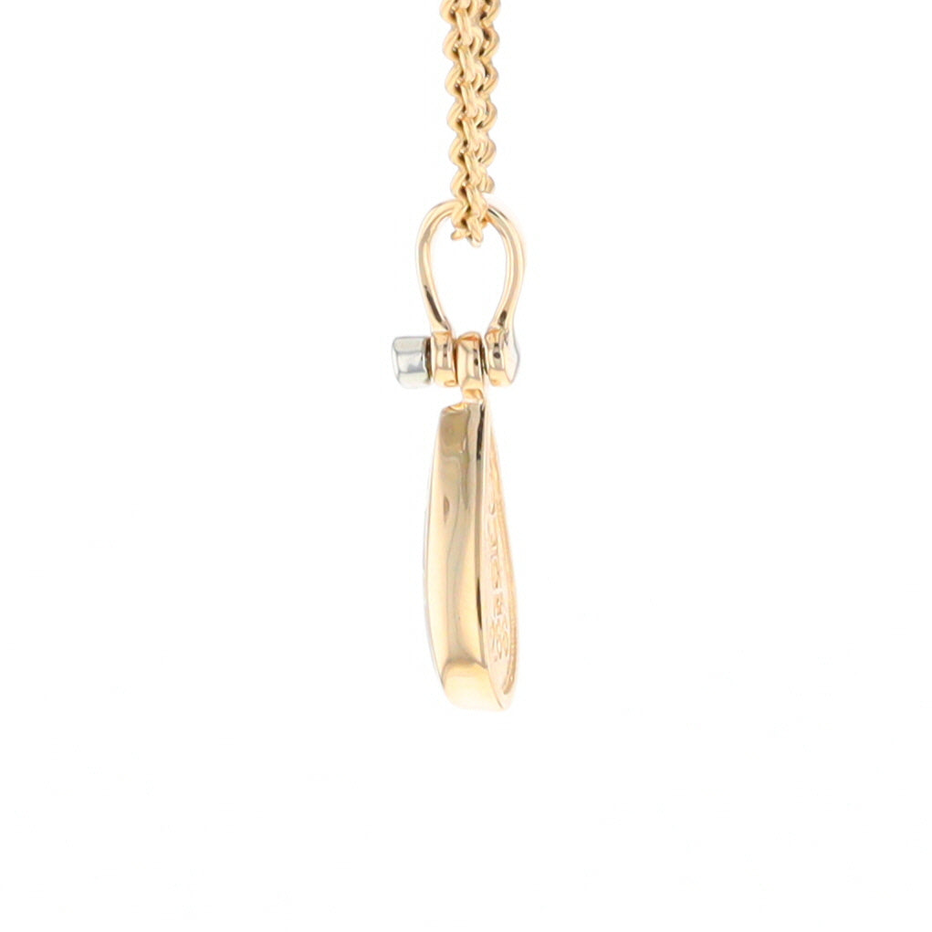 Gold Quartz Pendant Tear Drop Inlaid Design with .02ct Diamond