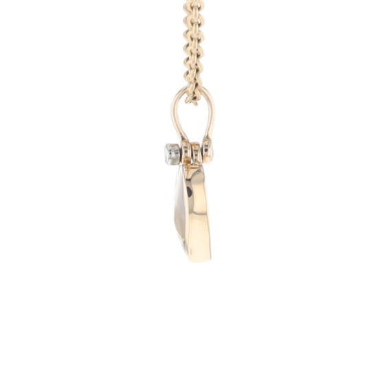 Gold Quartz Necklace Heart Inlaid Design Pendant with .02ct Diamond