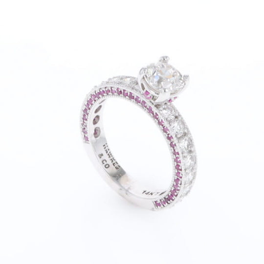 Diamond and Pink Sapphire Engagement Ring