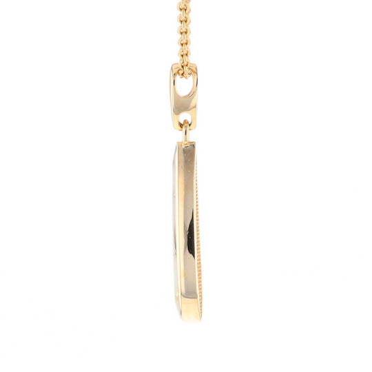 Gold Quartz Pendant Tear Drop Inlaid Design G2