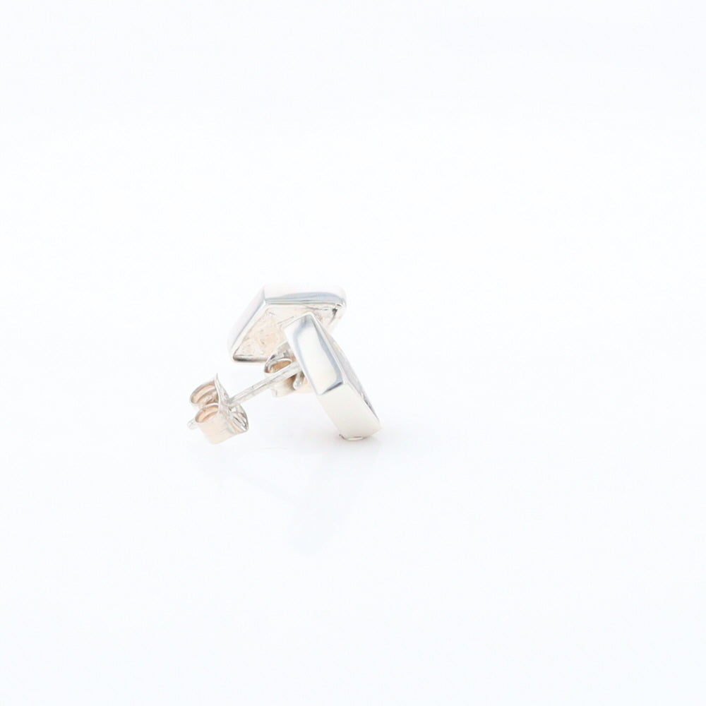 Sterling Silver Gold Quartz Inlaid Diamond Stud Earrings - G3