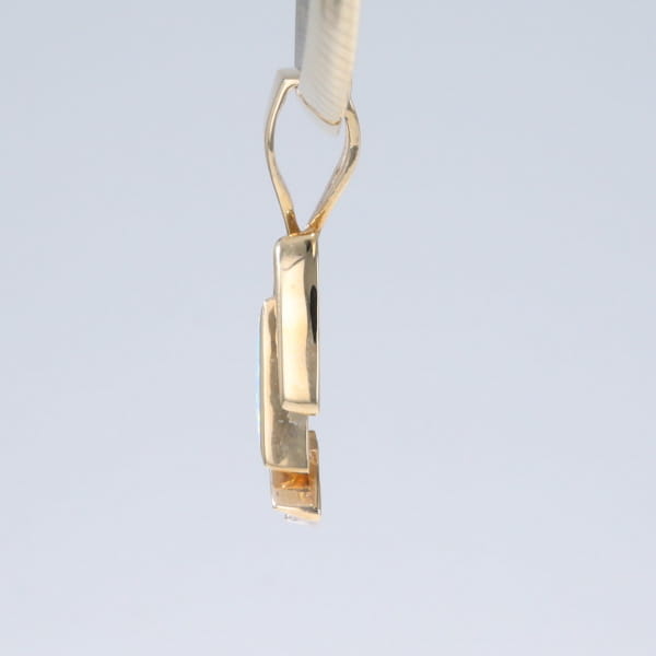 Opal Pendant Triangle Inlaid Design with .07ctw Round Diamonds