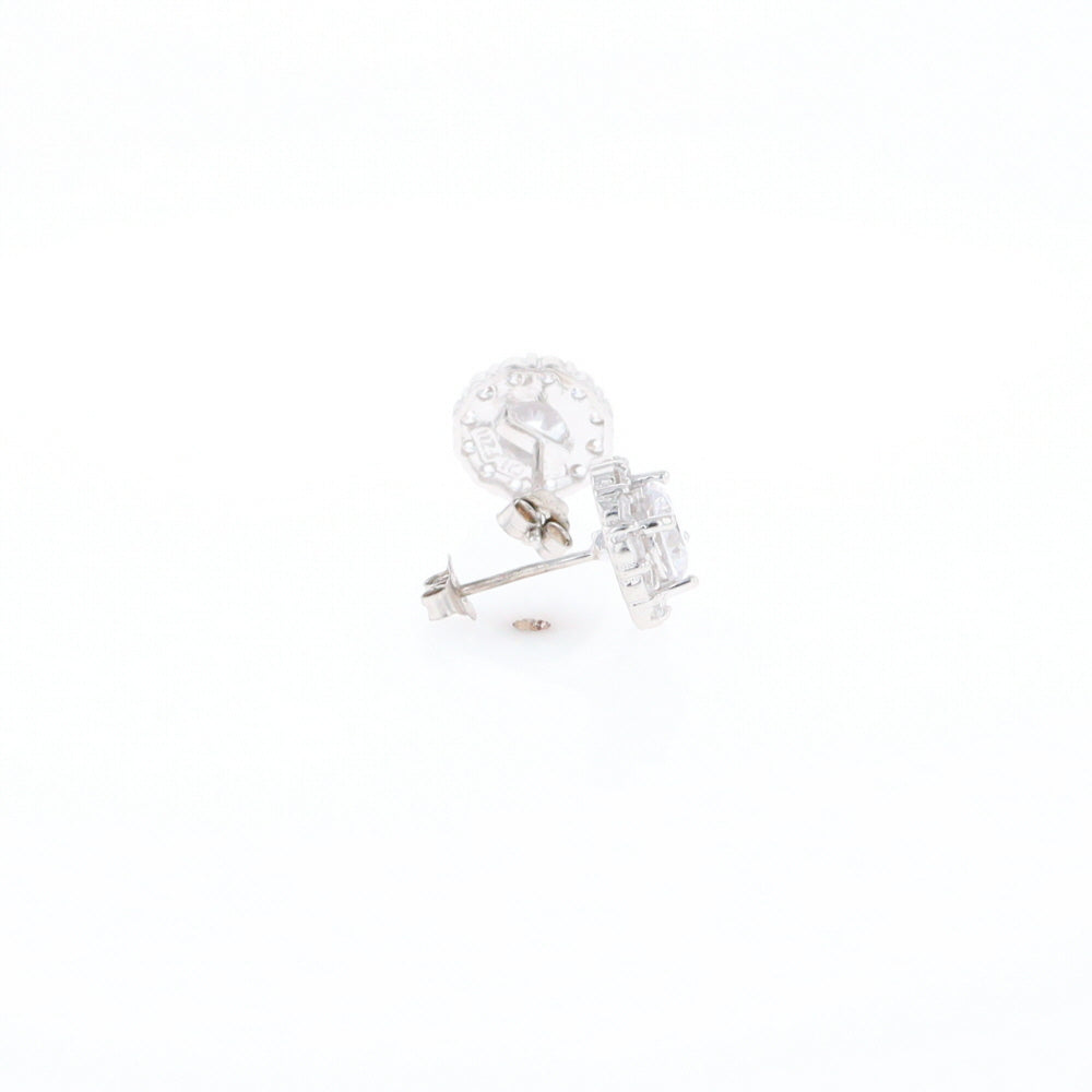 Cubic Zirconia Halo Stud Earrings