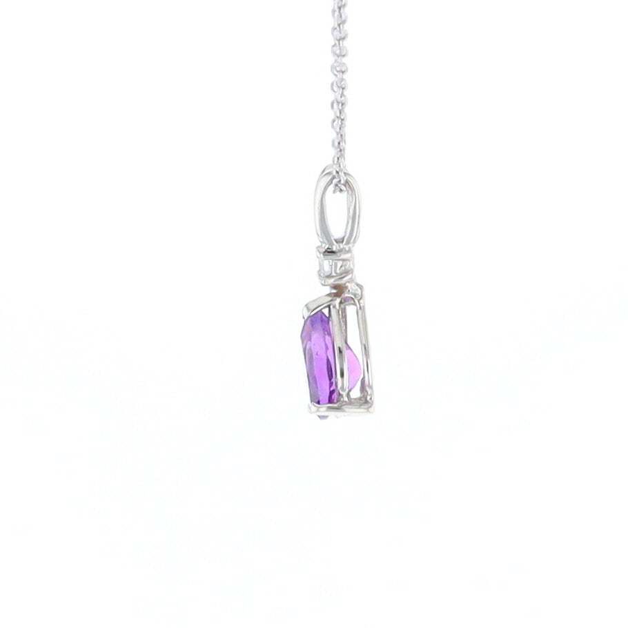 Amethyst Pear Ribbon Necklace