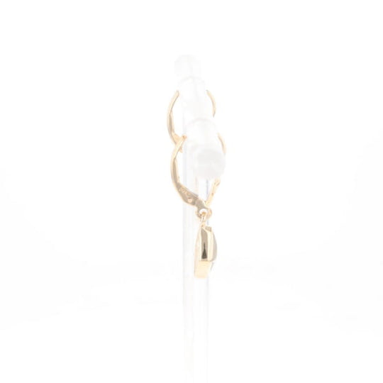 Gold Quartz Earrings Diamond Shape Inlaid Lever Backs G2