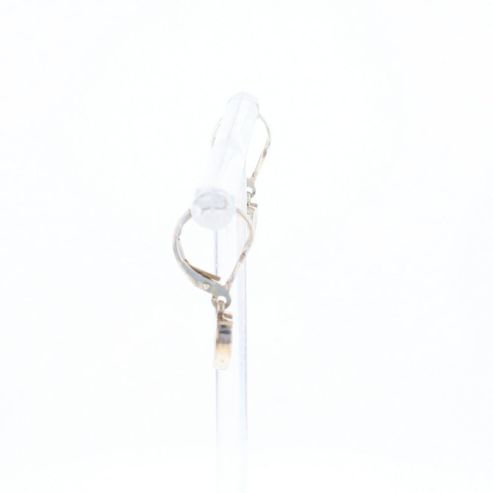 Silver Gold Quartz Inlaid Heart Earrings - G3