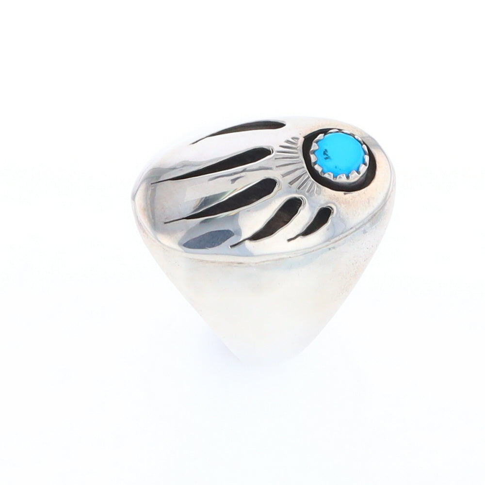 Mens Native Turquoise Bear Claw Ring