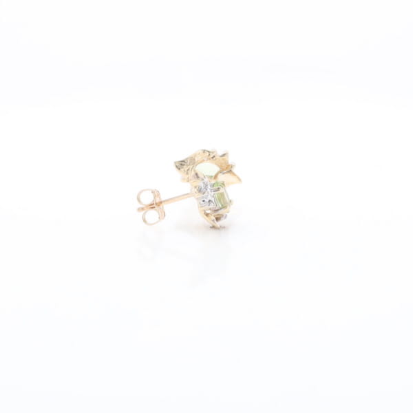 Bypass Peridot and Diamond Stud Earrings