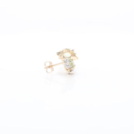 Bypass Peridot and Diamond Stud Earrings