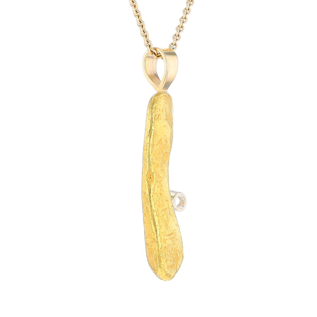 20K Natural Nugget Pendant with Diamond Accent