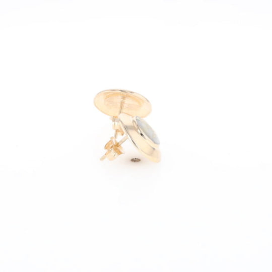 Superior Quality Gold Quartz Inlaid Circle Stud Earrings