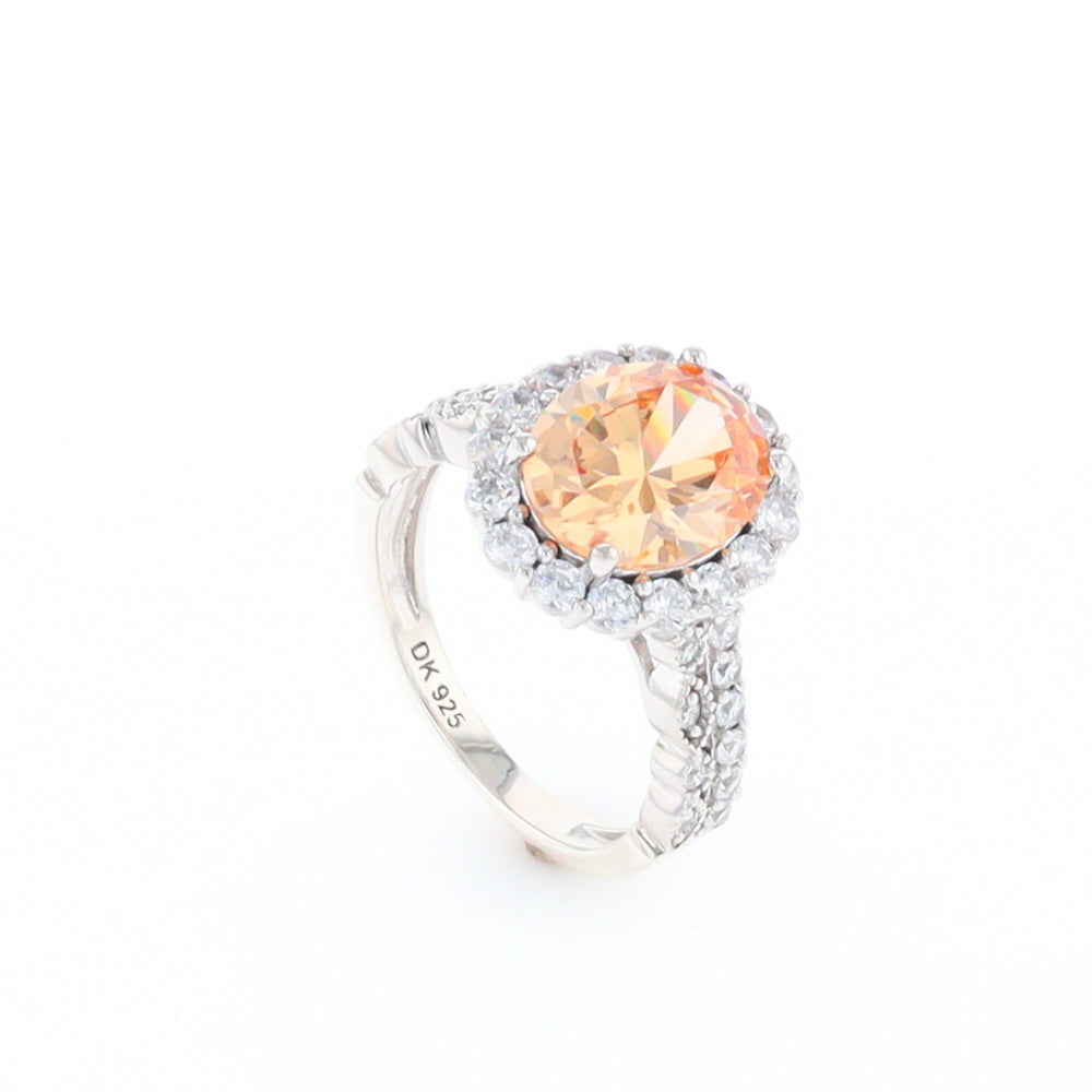 Peach Imitation Topaz Halo Ring