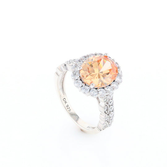 Peach Imitation Topaz Halo Ring