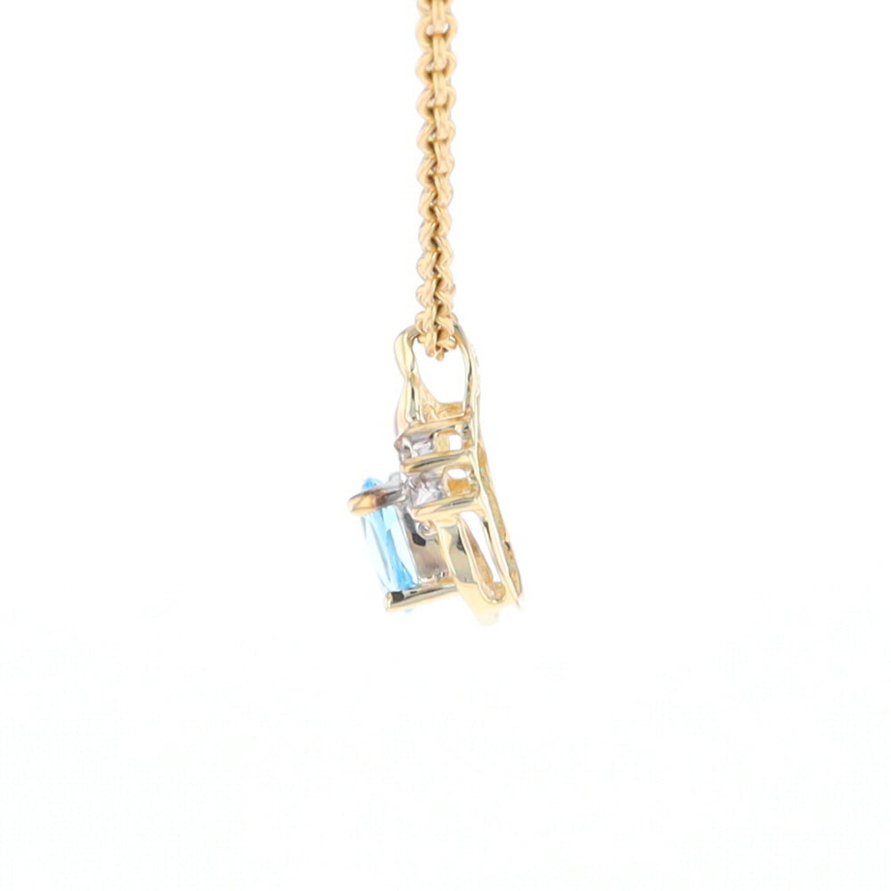 Pear Blue Topaz Diamond Pendant