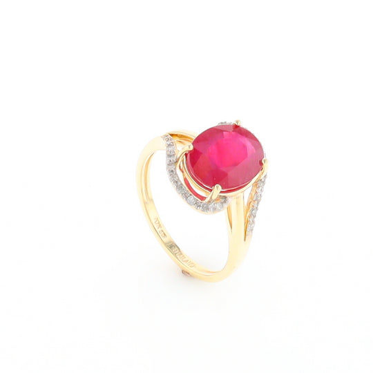 Ruby Bypass Ring with Diamond Accents