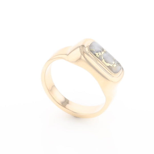 Gold Quartz Ring Oval Inlaid Design - G2