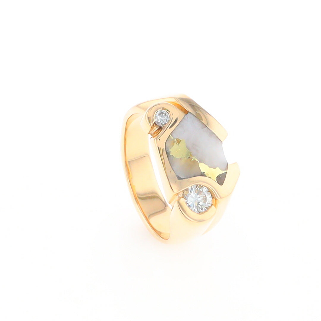 Gold Quartz Ring Geometric Shape Inlaid with 0.30ctw Round Diamonds