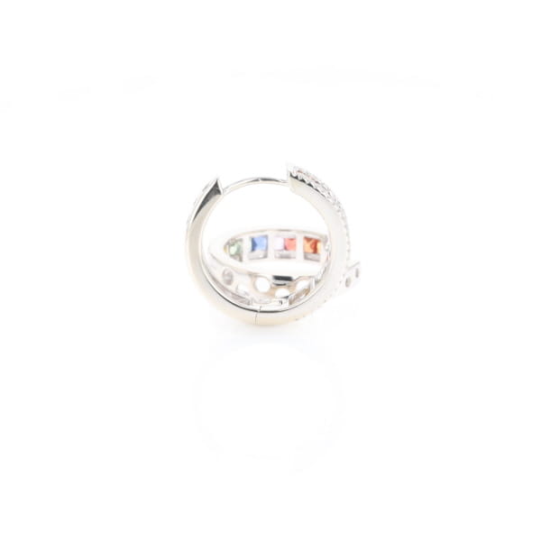Multi-color Sapphire Hoop Earrings with Diamond Accents