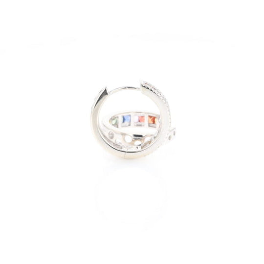 Multi-color Sapphire Hoop Earrings with Diamond Accents